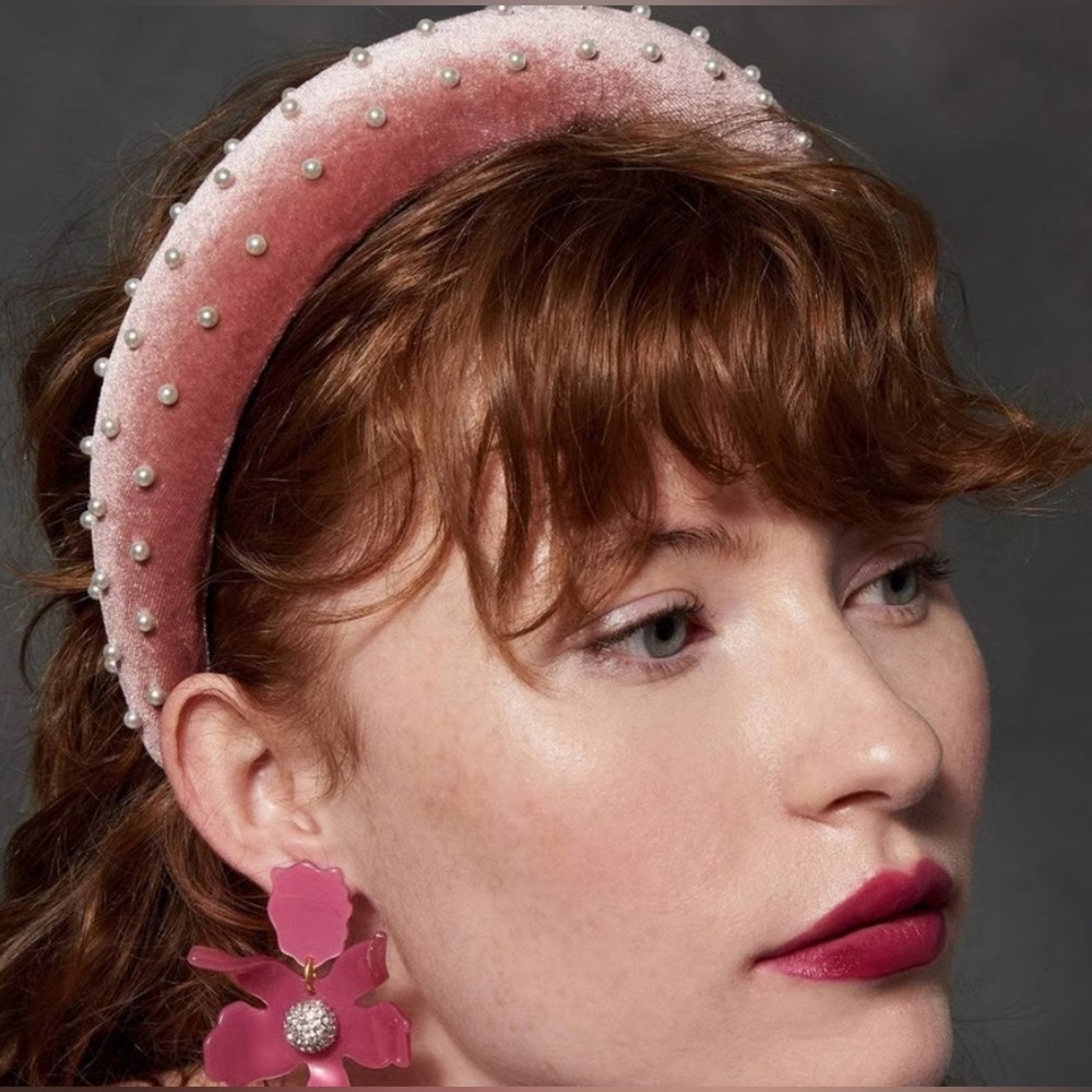 Lele Sadoughi Dusty Rose Pearl Headband